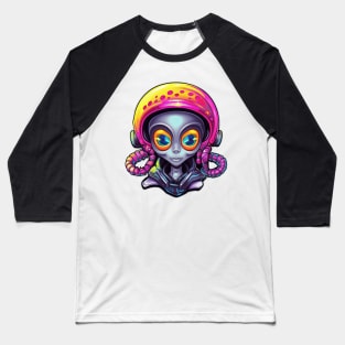 Grey Alien Rider With Helmet Gear Baseball T-Shirt